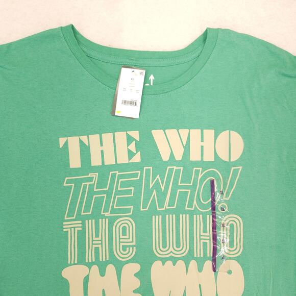 The Who Band Crew Neck Graphic T Shirt Mens Size Extra Large XL Green - Picture 1 of 9